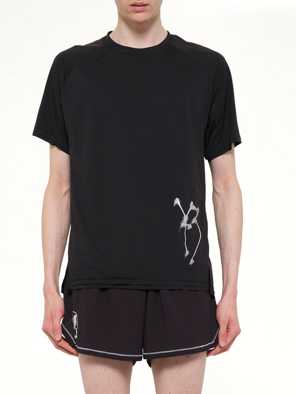 3 Stripe Graphic Run T-Shirt in Black