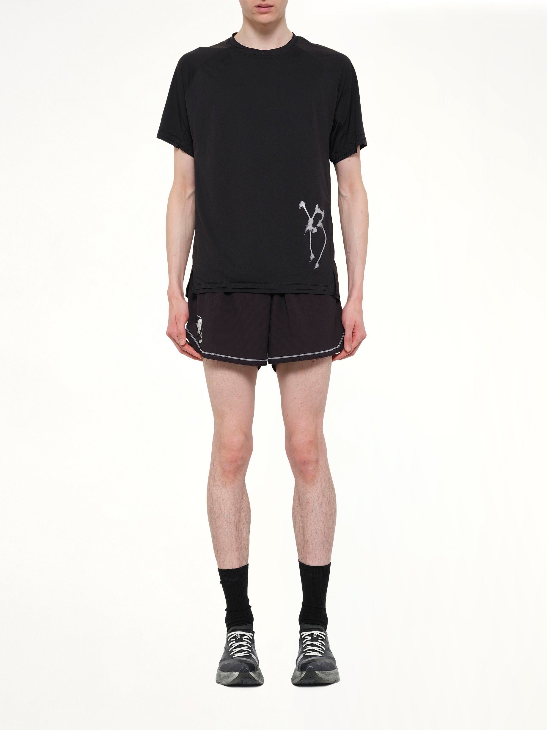 3 Stripe Graphic Run T-Shirt in Black