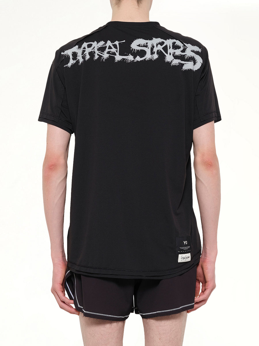 3 Stripe Graphic Run T-Shirt in Black