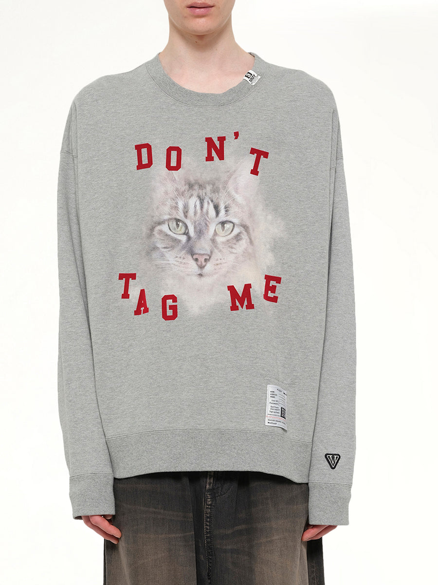 Cat Printed Sweatshirt in Gray