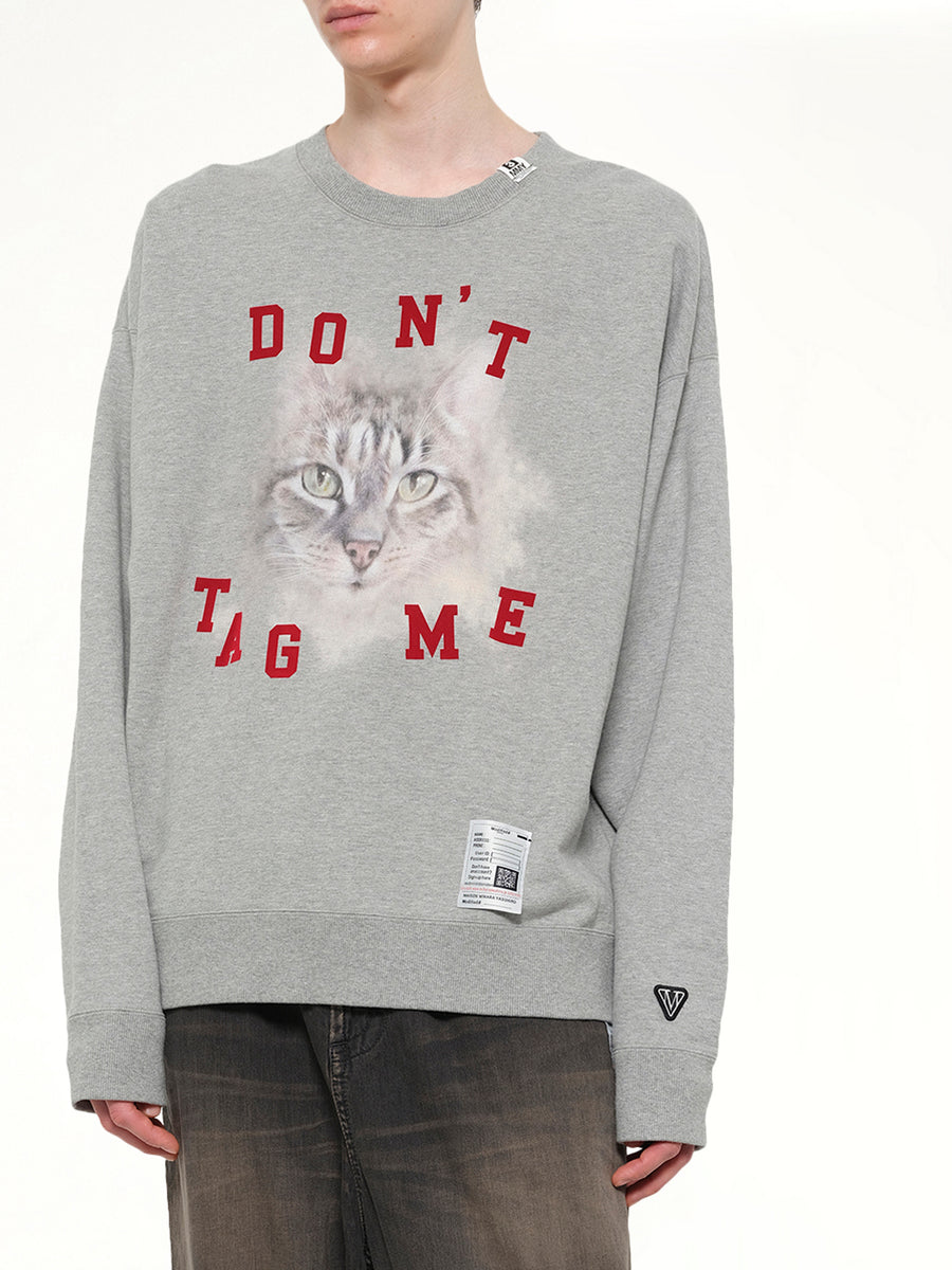 Cat Printed Sweatshirt in Gray
