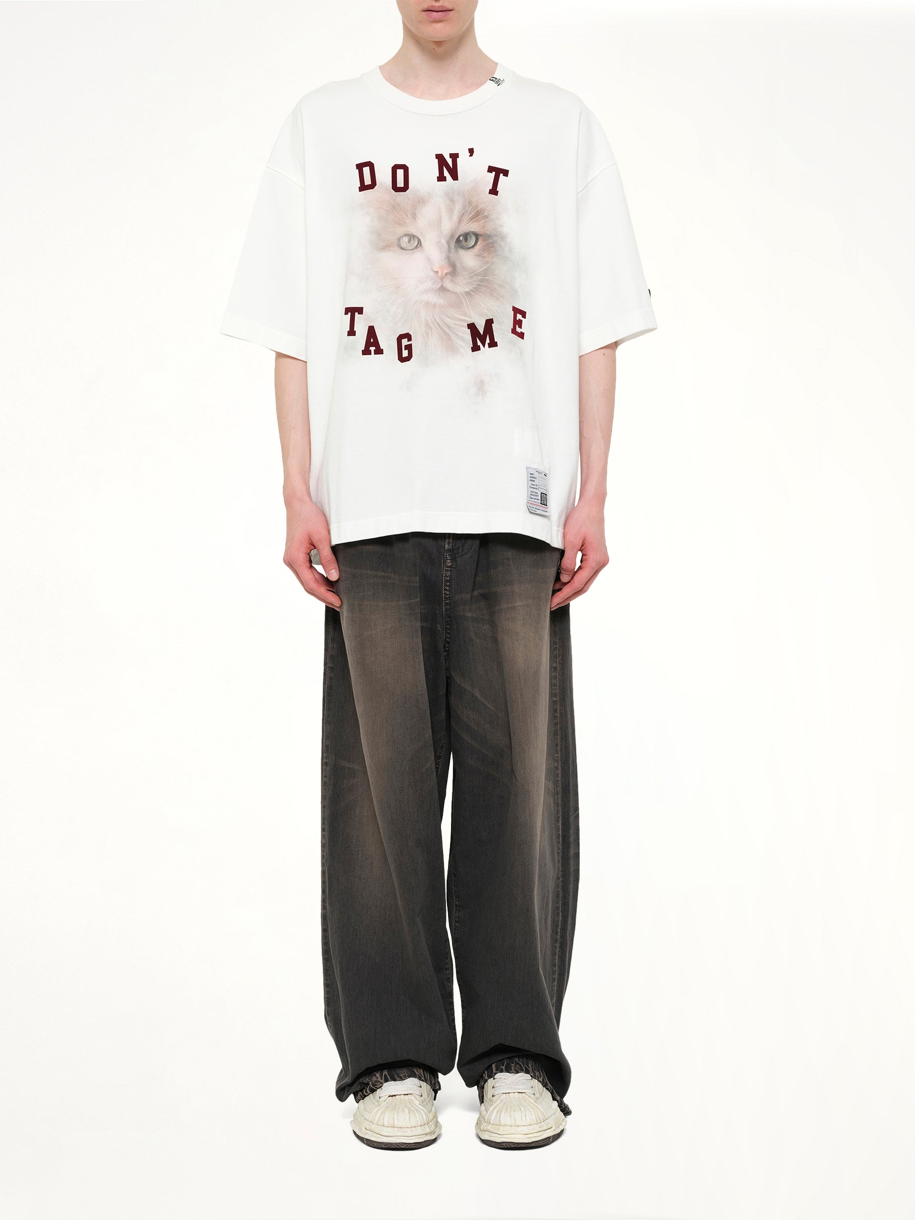 Cat Printed T-Shirt in White