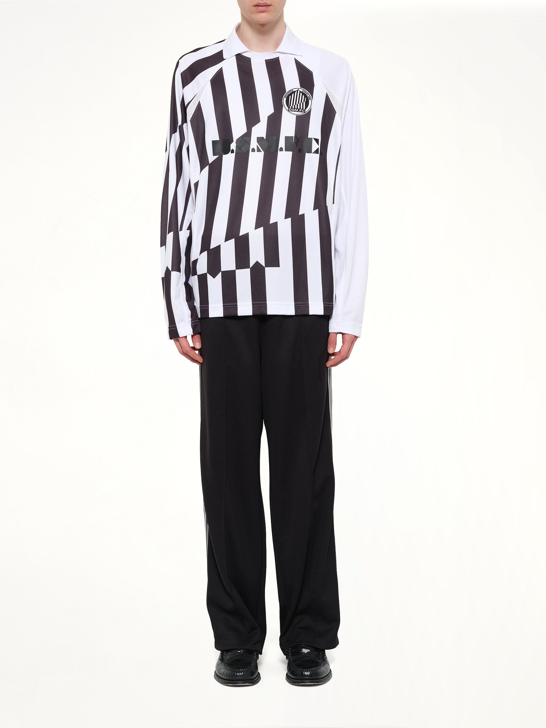 Football Longsleeve 'Home' Polo Knit in Black/White