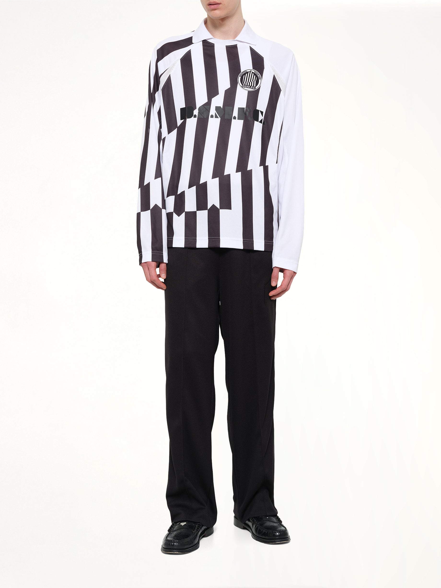 Football Longsleeve 'Home' Polo Knit in Black/White