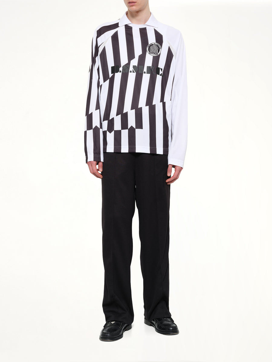 Football Longsleeve 'Home' Polo Knit in Black/White