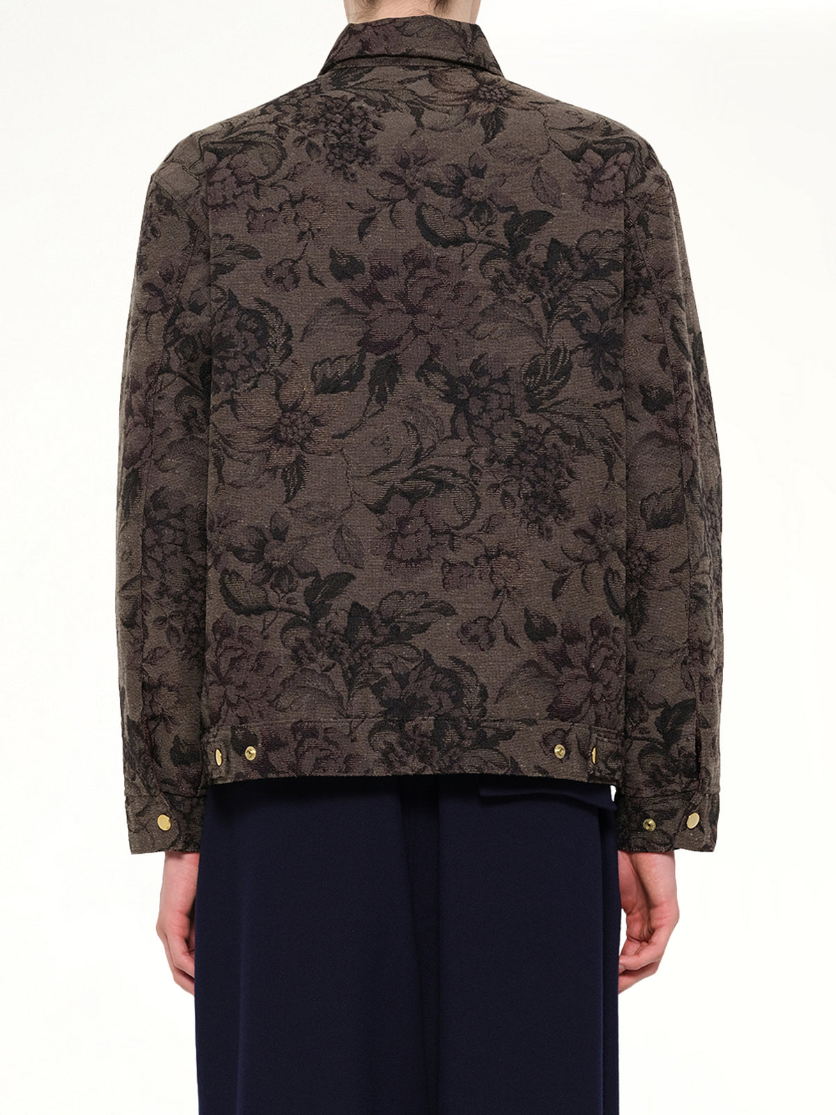 Flower Zip Up Jacket in Dark Khaki