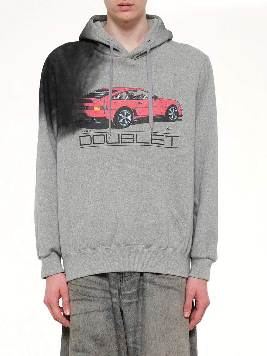 Exhaust Stained Hoodie in Grey