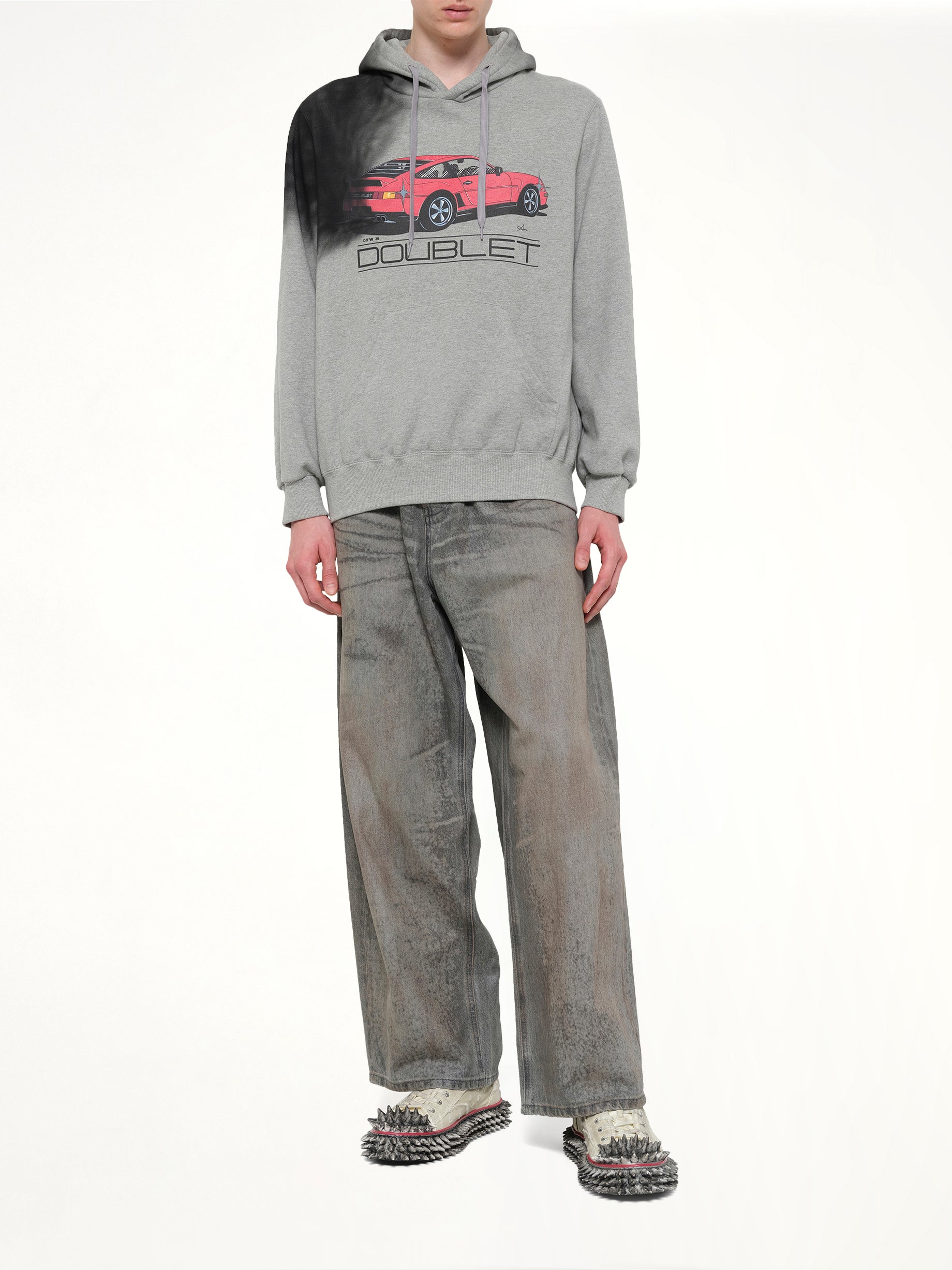 Exhaust Stained Hoodie in Grey