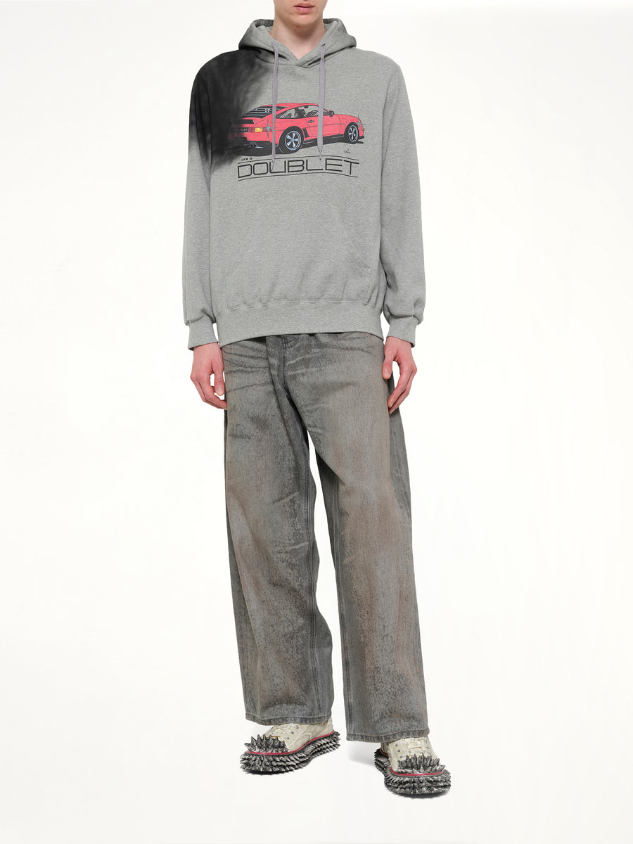 Exhaust Stained Hoodie in Grey