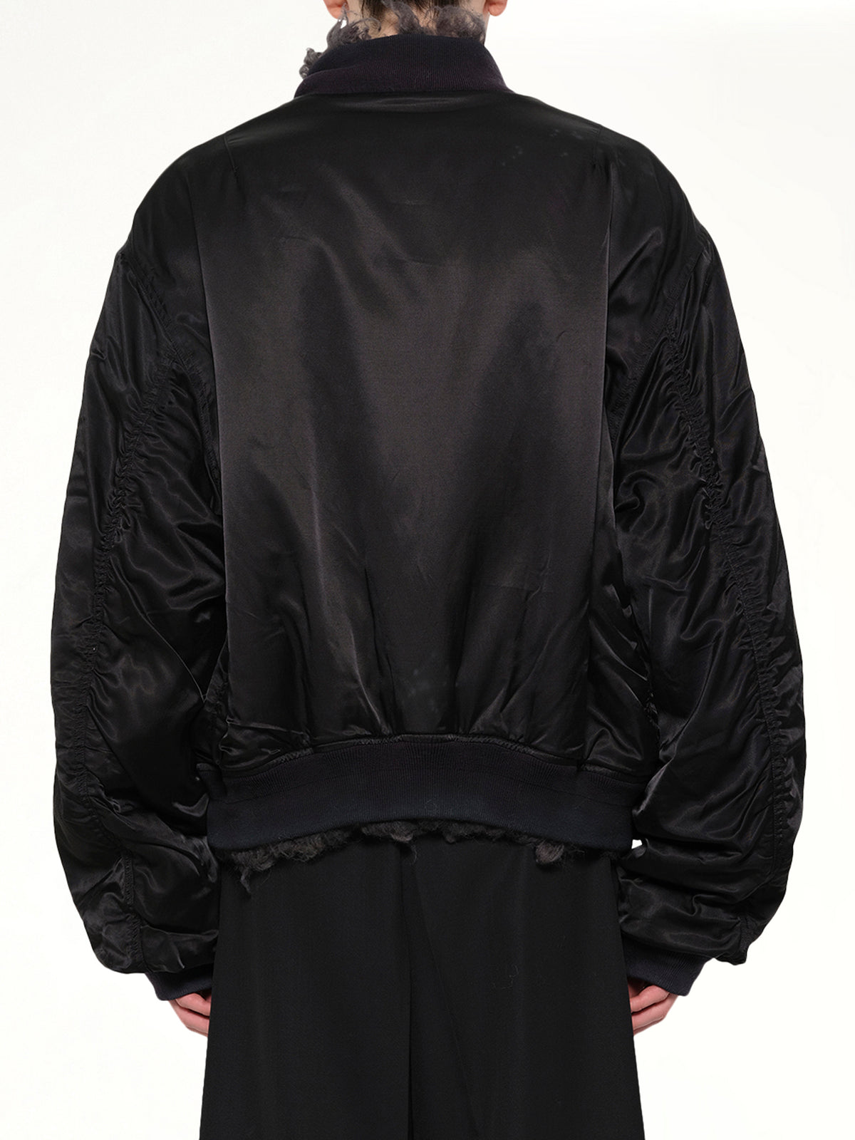Smoke Fur Reversible Bomber Jacket in Black
