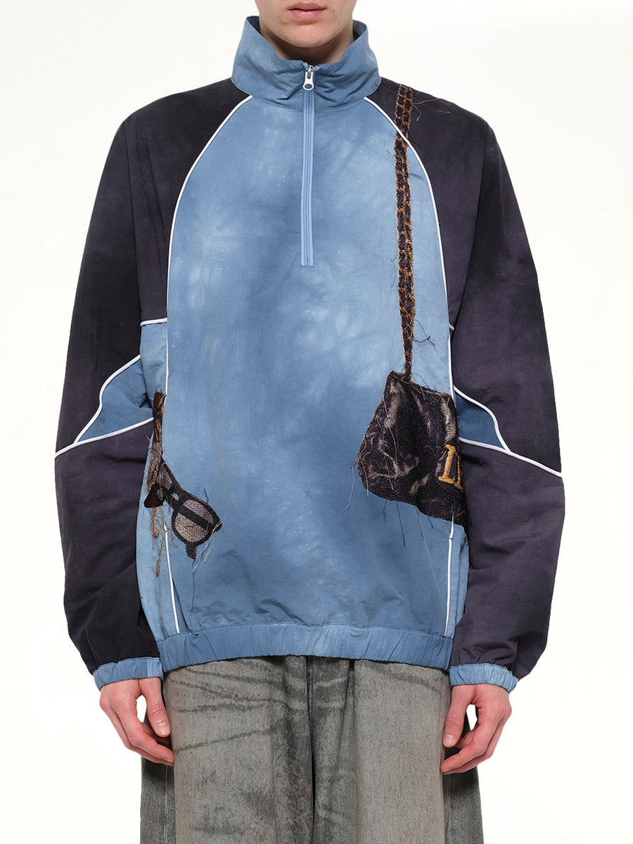 Trompe L’Oeil Embroidery Anorak in Navy