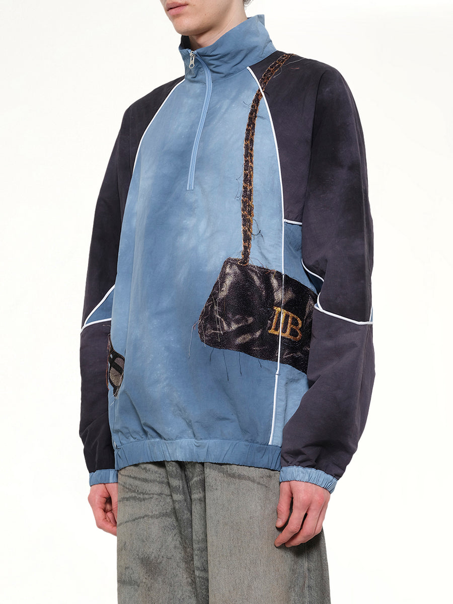 Trompe L’Oeil Embroidery Anorak in Navy