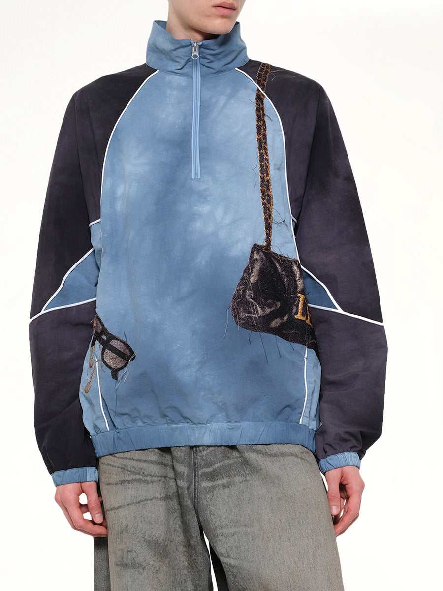 Trompe L’Oeil Embroidery Anorak in Navy
