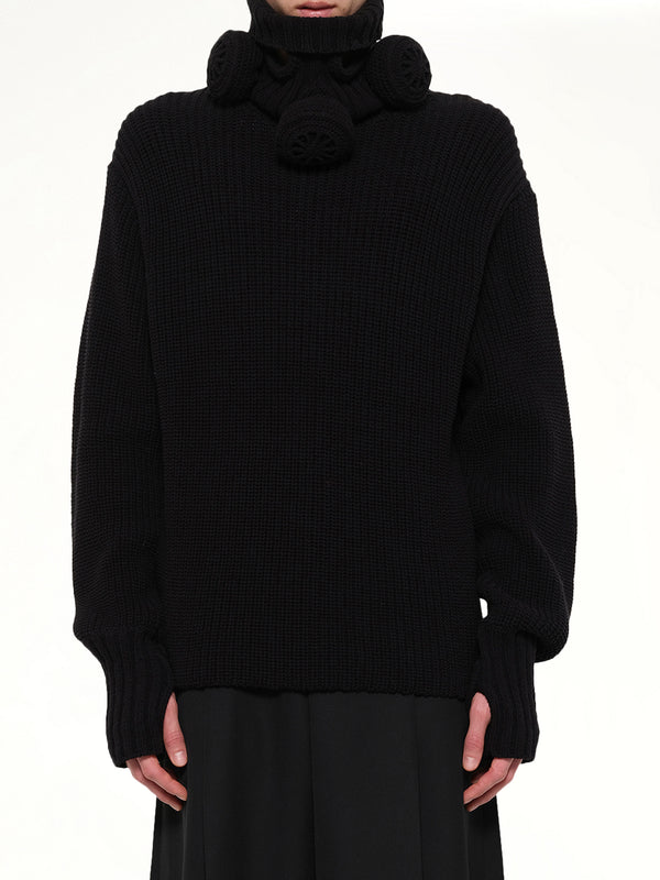 Gas Mask Turtleneck Knit in Black