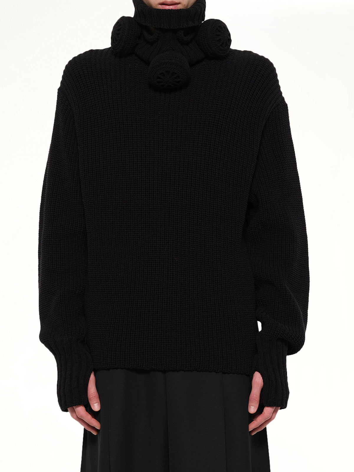 Gas Mask Turtleneck Knit in Black