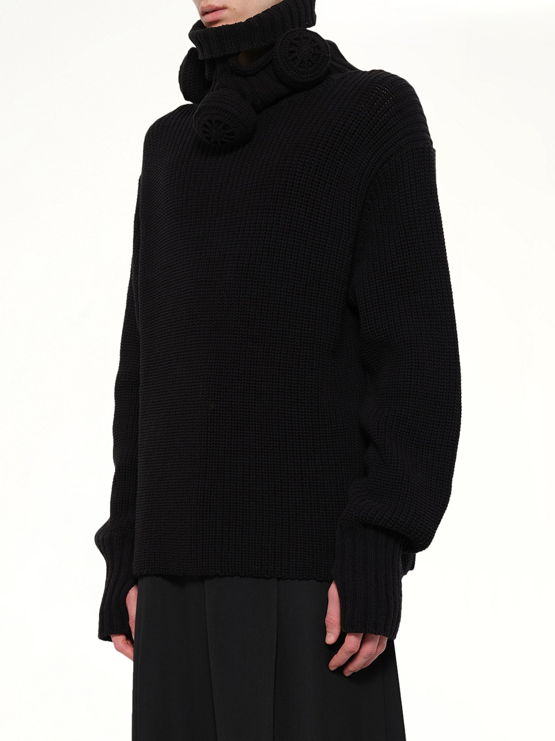 Gas Mask Turtleneck Knit in Black