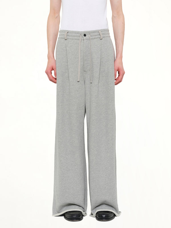 Pleated Pants Back Pile Knit in Grey
