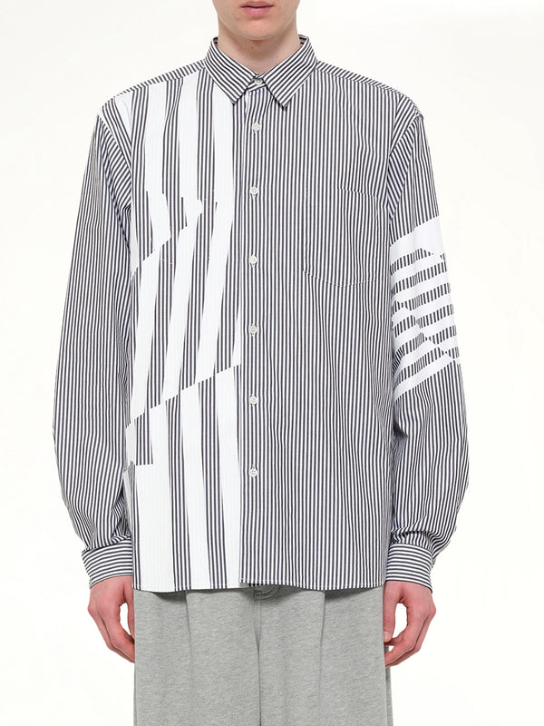 Printed Striped Woven Shirt in Blue