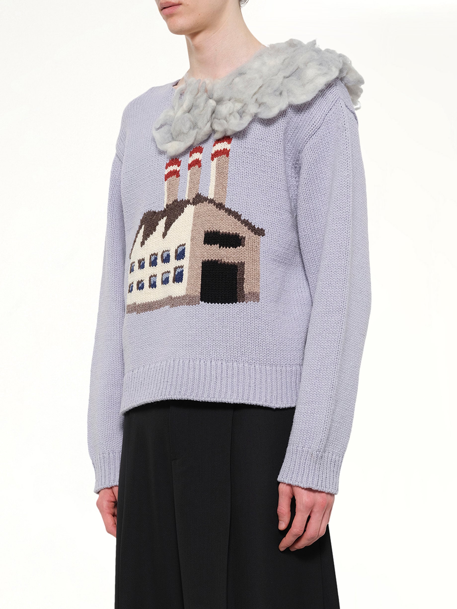 Smoking Factory Intarsia Knit Pullover in Blue
