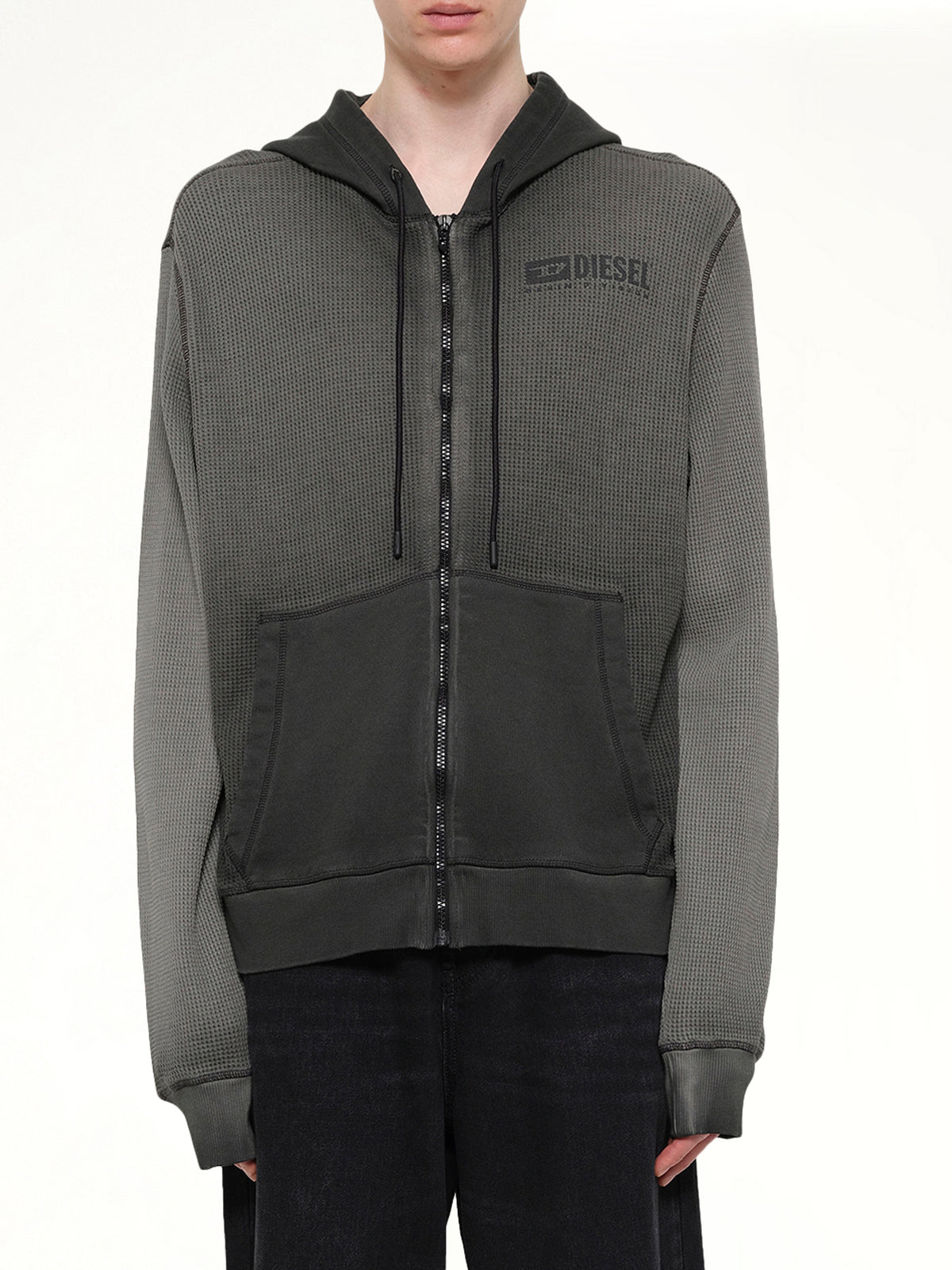 S-WAFY-HOOD-ZIP Hoodie in Washed Black