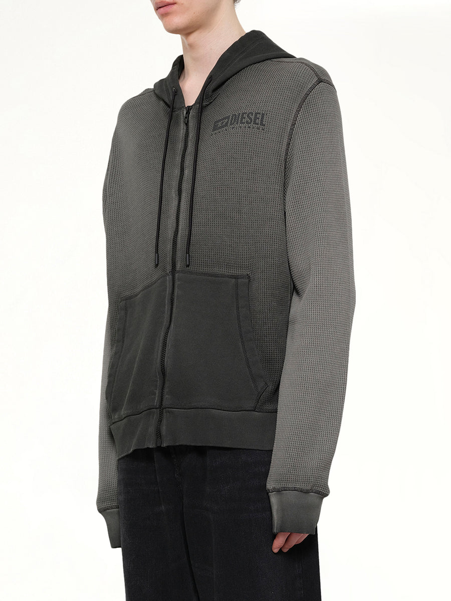 S-WAFY-HOOD-ZIP Hoodie in Washed Black