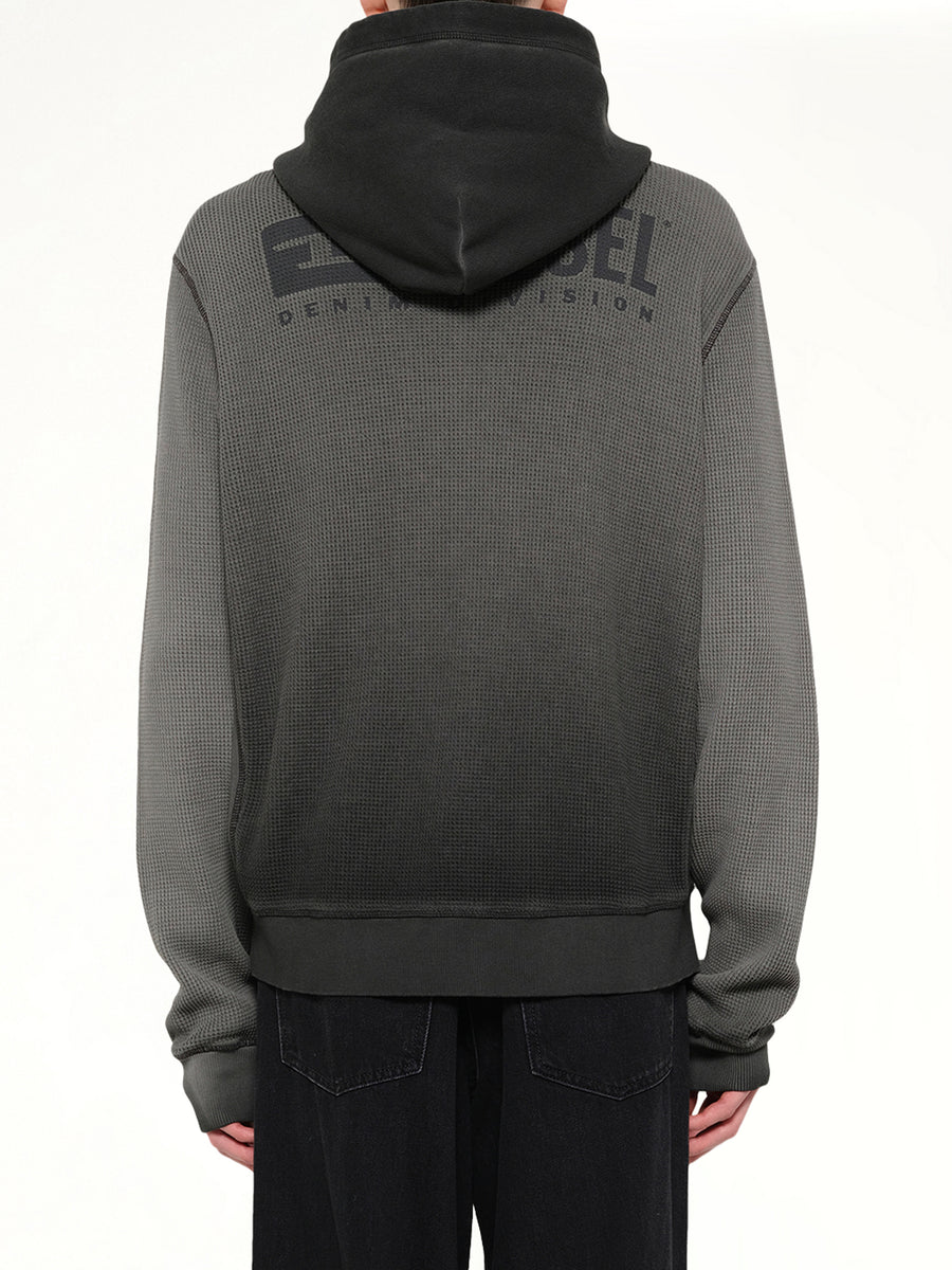 S-WAFY-HOOD-ZIP Hoodie in Washed Black
