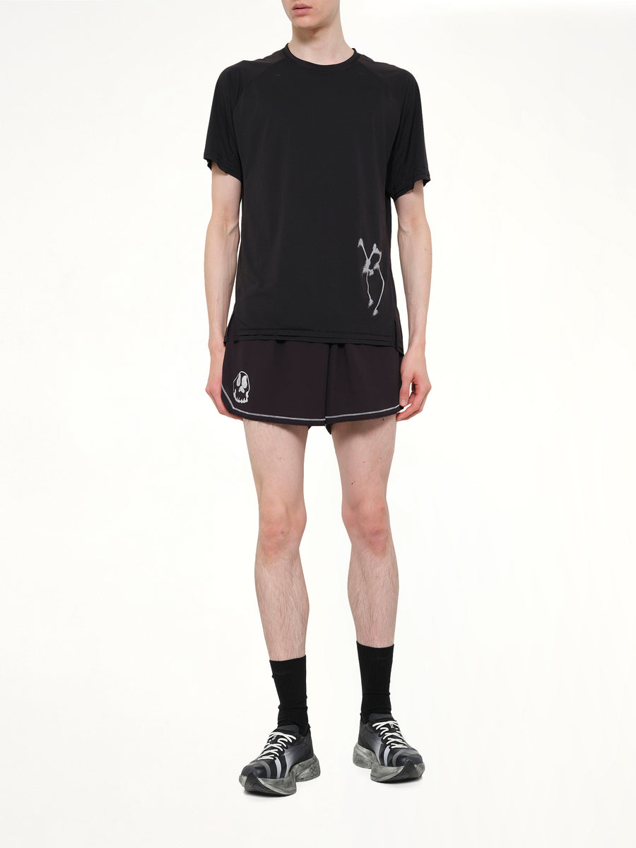 Skull Graphic Run Shorts in Black