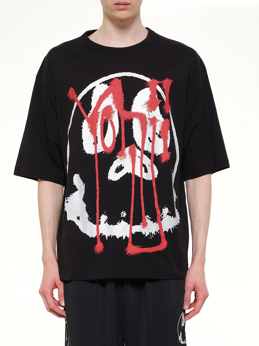 Skull Graphic T-Shirt in Black/Red