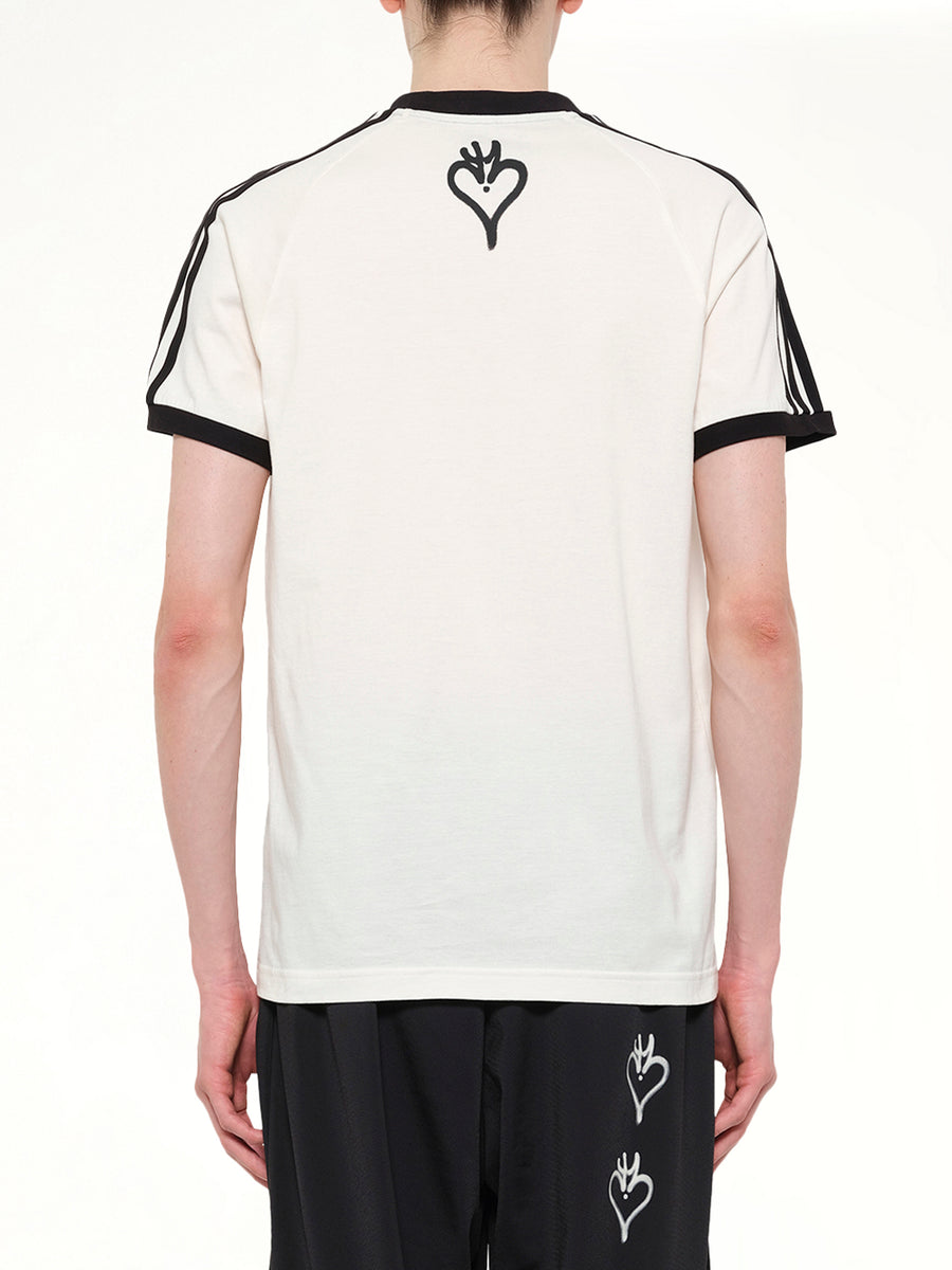 Skull Graphic 3 Stripe T-Shirt in Chalk White