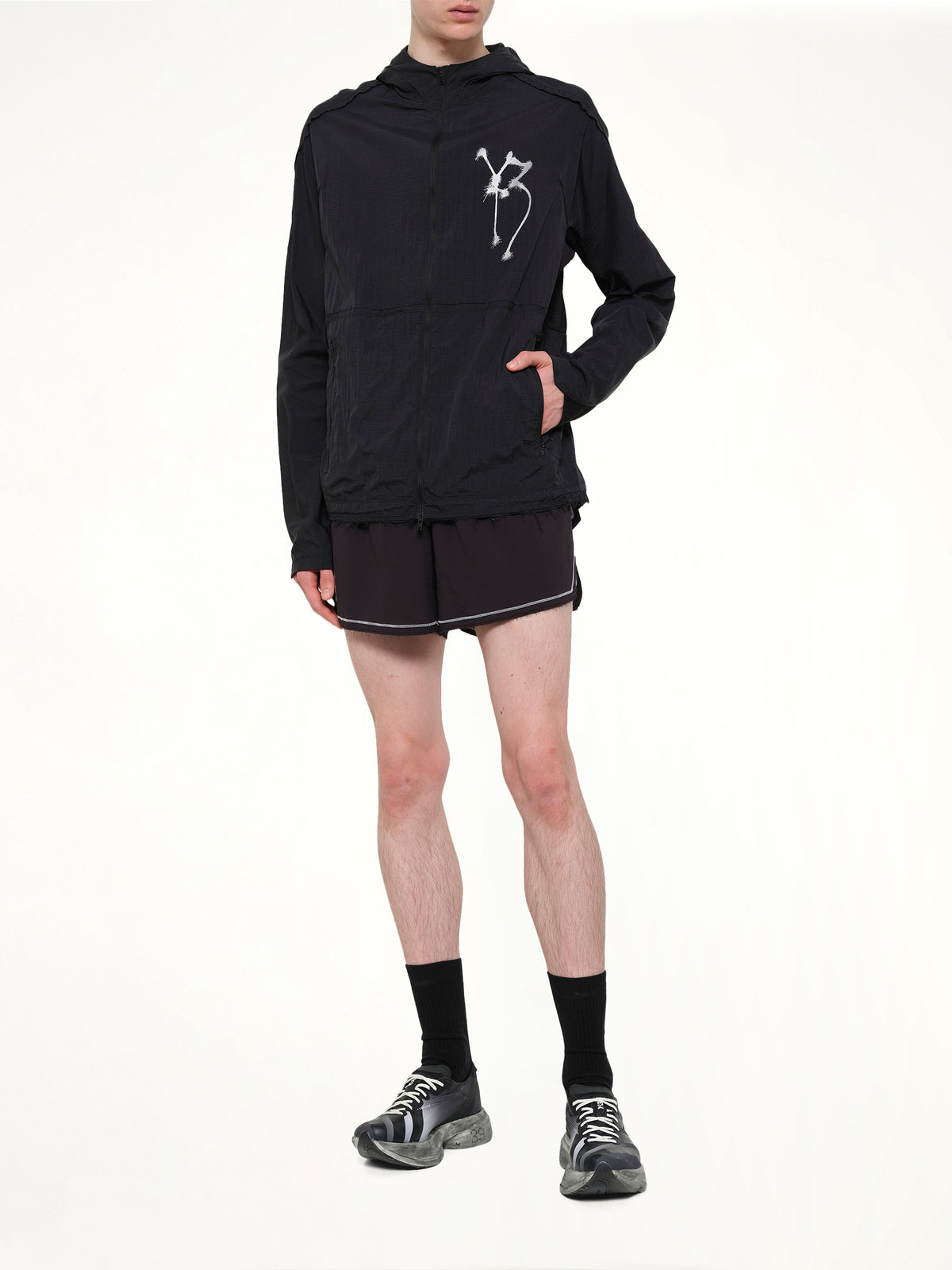 Skull Motif Run Jacket in Black