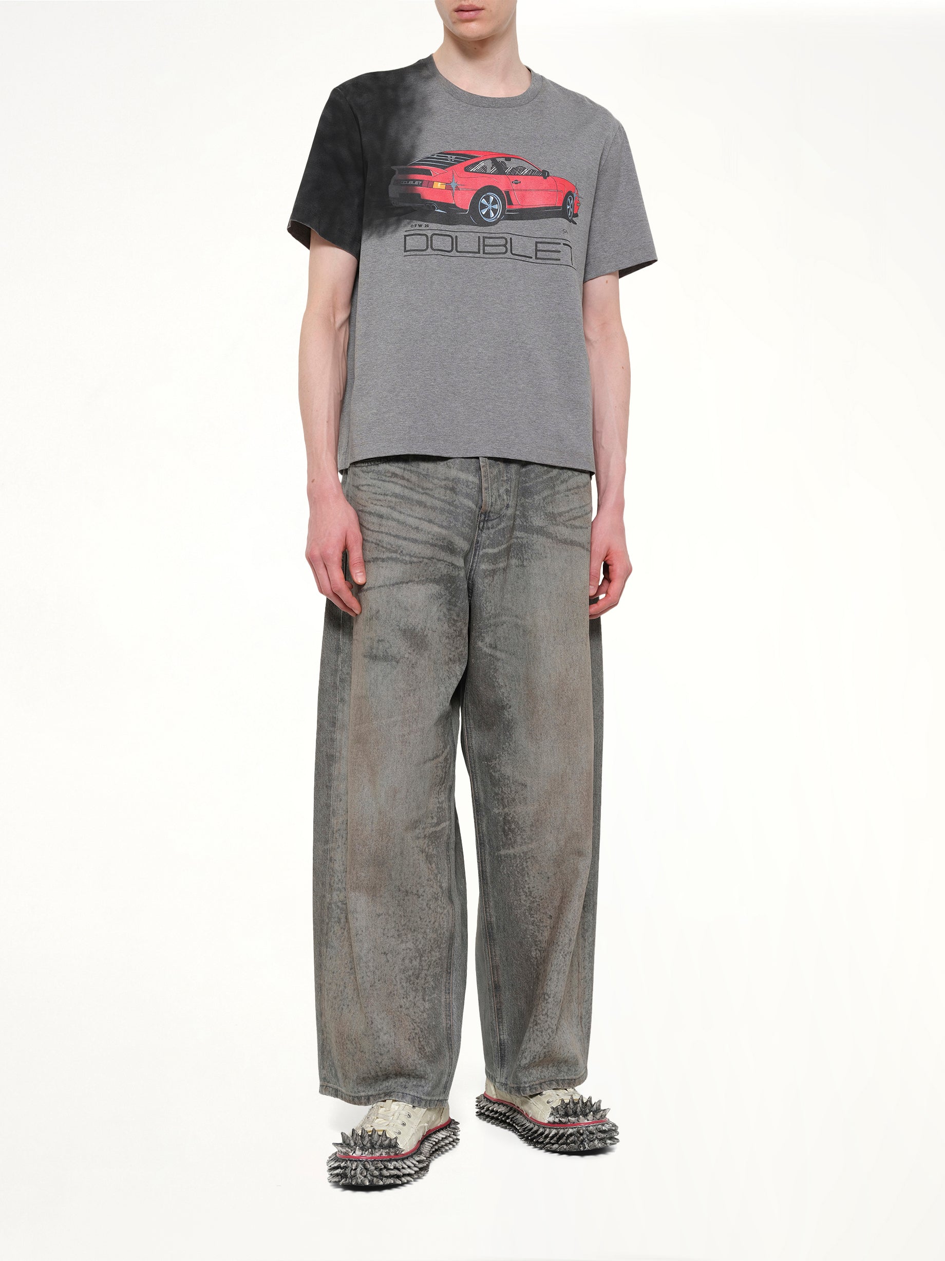 Exhaust Stained T-Shirt in Grey