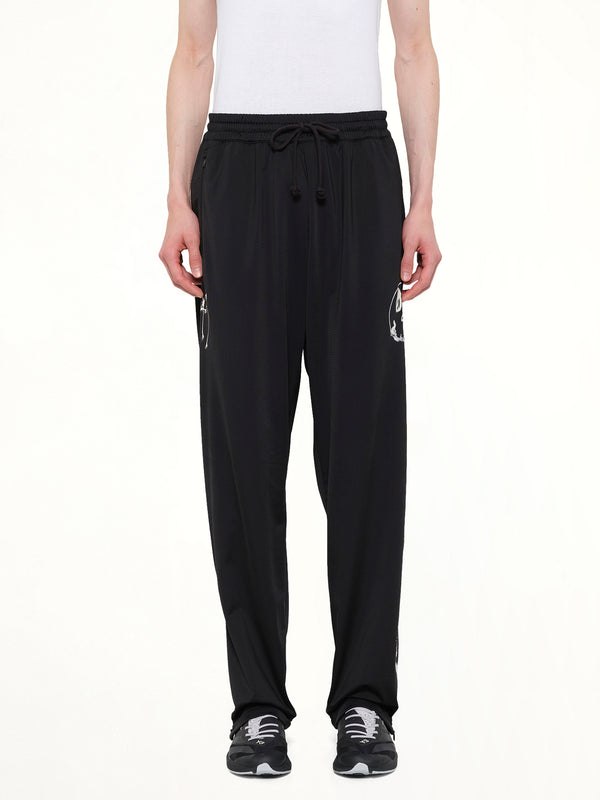 Skull Graphic 3 Stripe Pants in Black