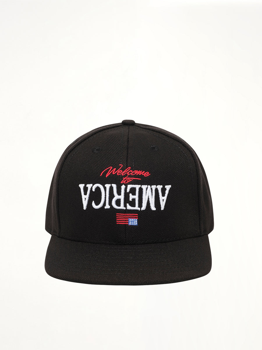 Welcome To America Cap in Black