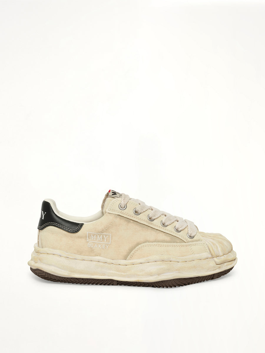 Blakey Bleached Canvas Low Top Sneakers in White