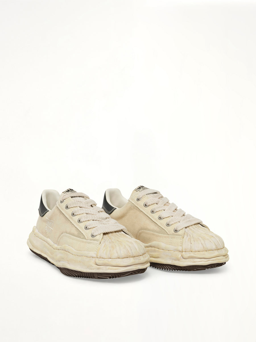 Blakey Bleached Canvas Low Top Sneakers in White