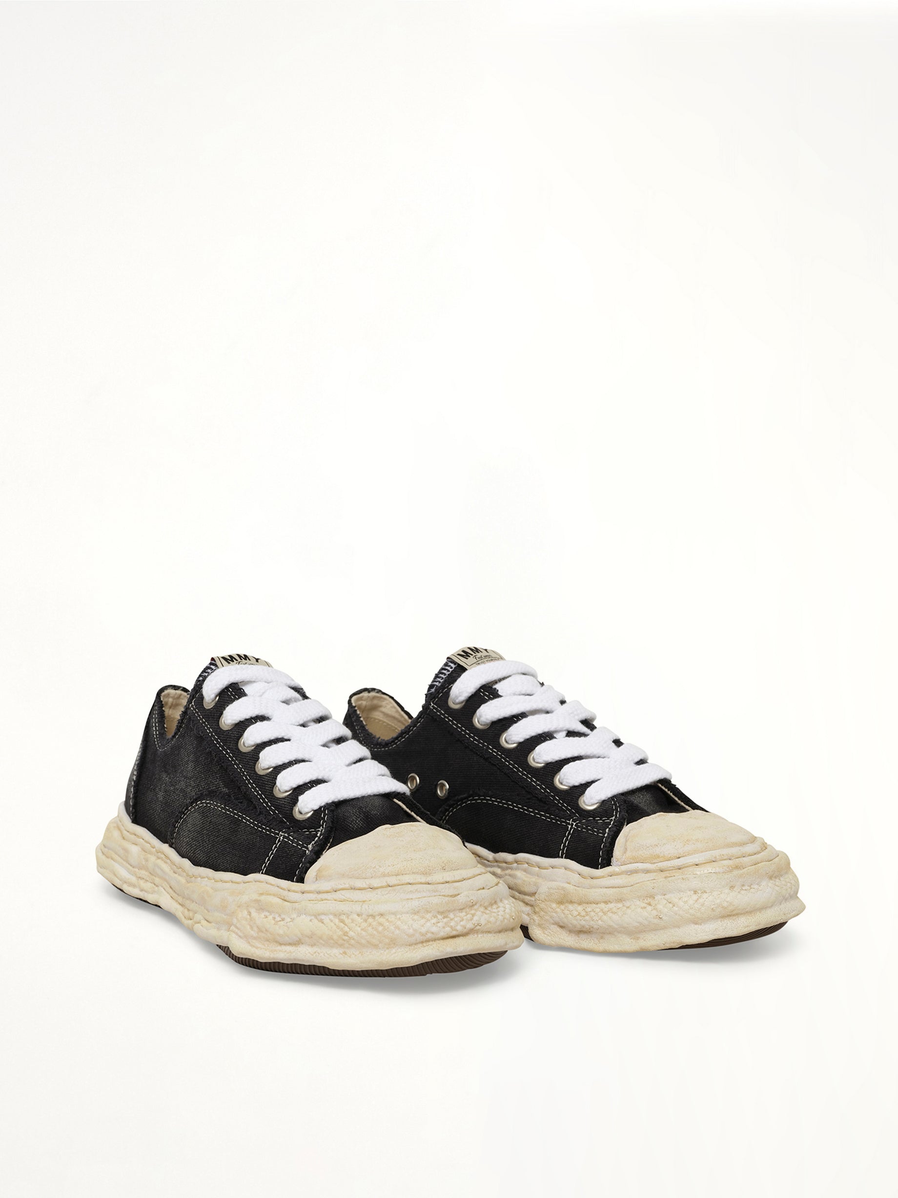 Peterson23 Bleached Canvas Low Top Sneakers in Black