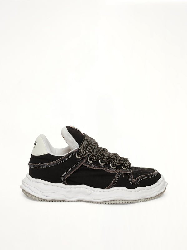 Wayne Puffer Patterned Lace Low Top Sneakers in Black