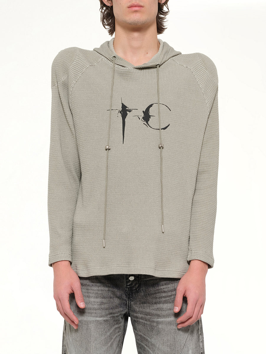 Bulk Shoulder Waffle Hoodie in Khaki