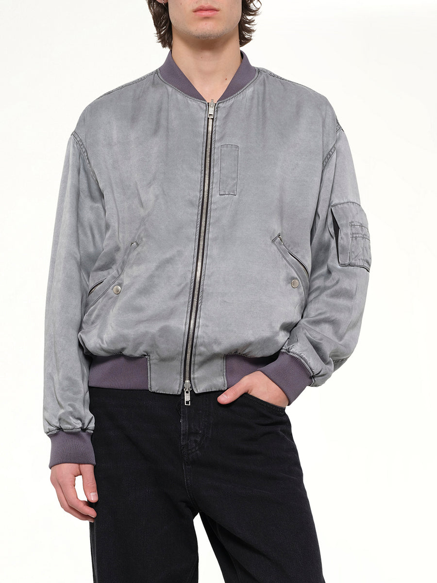Cupro Bomber Jacket in Grey