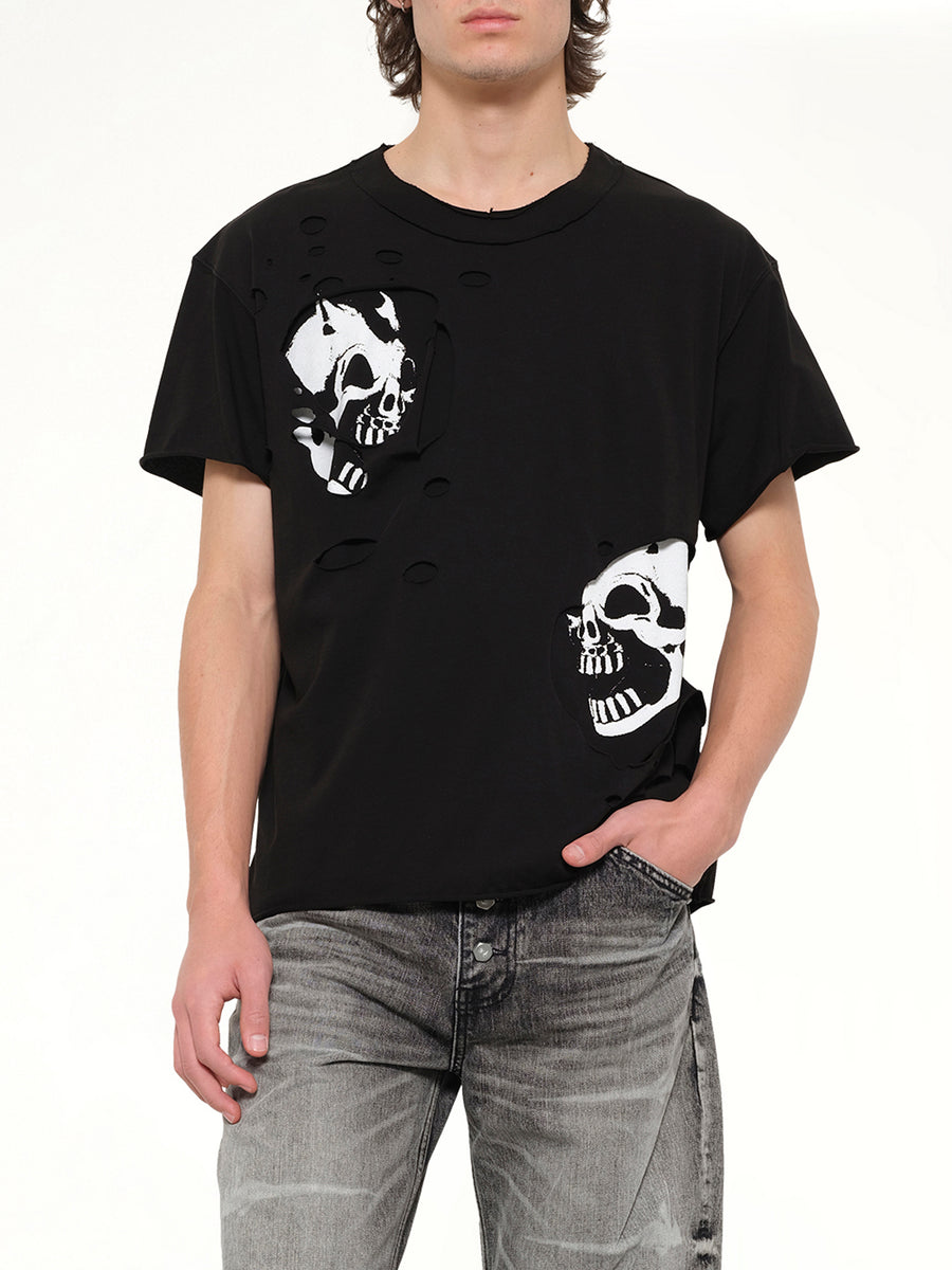 Dead Inside Double Layer T-Shirt in Black