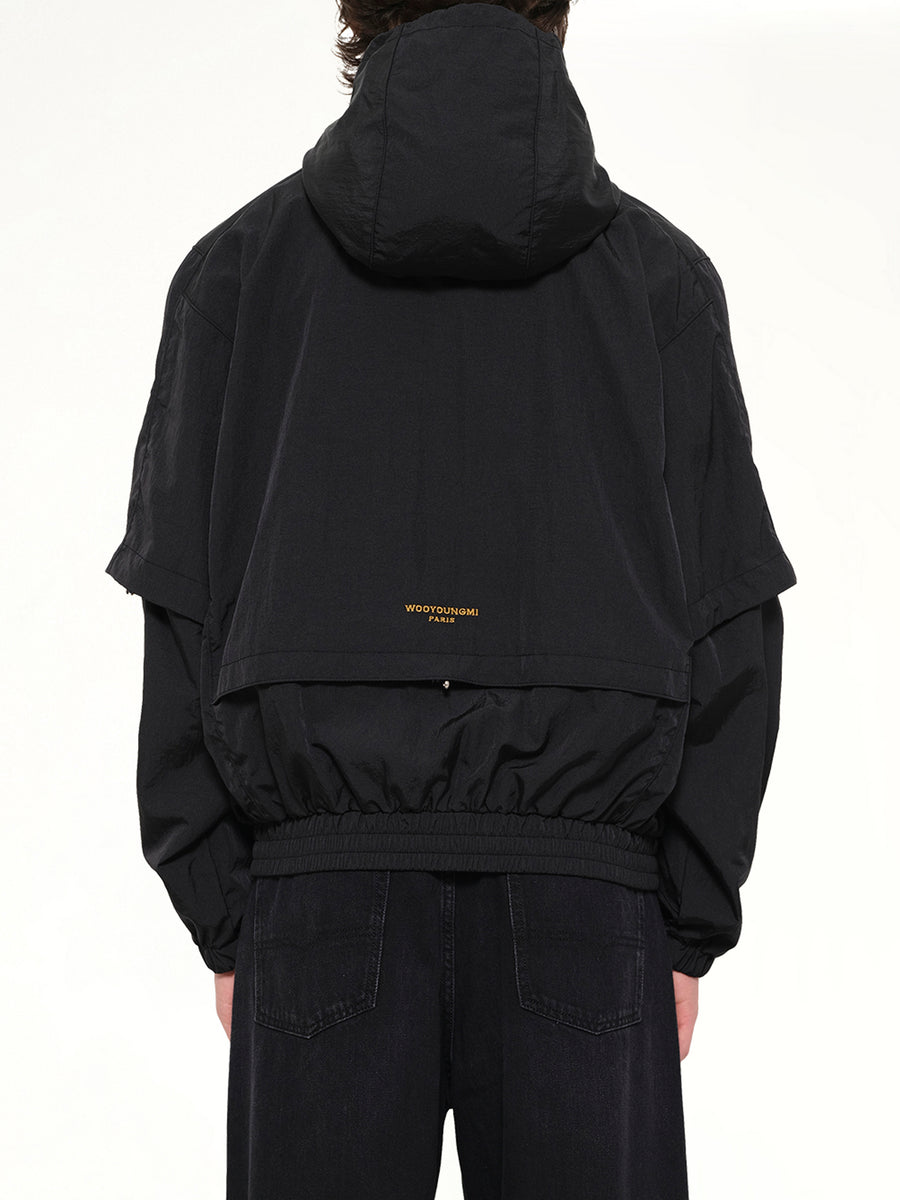 Detachable Sleeve Windbreaker in Black