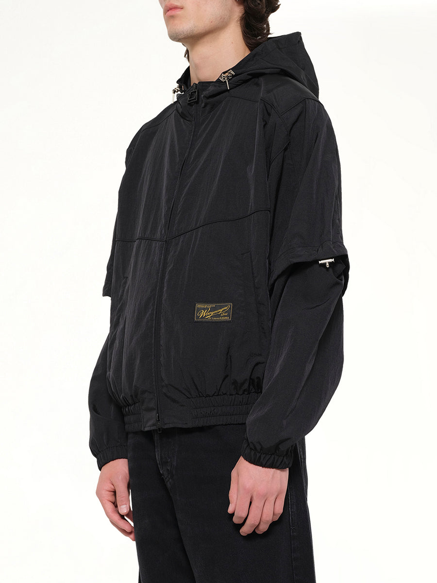 Detachable Sleeve Windbreaker in Black