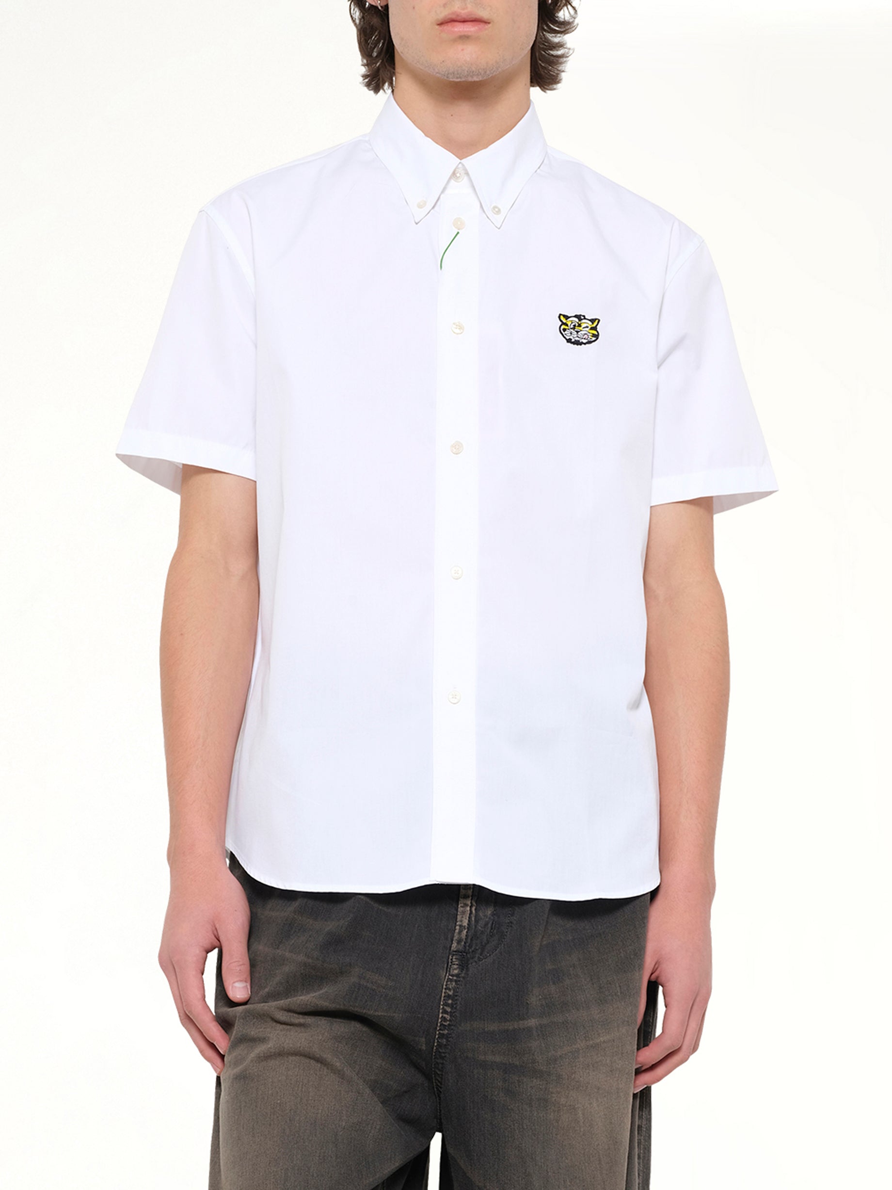 Kenzo Wild Tiger Crest Short Sleeve Shirt in White