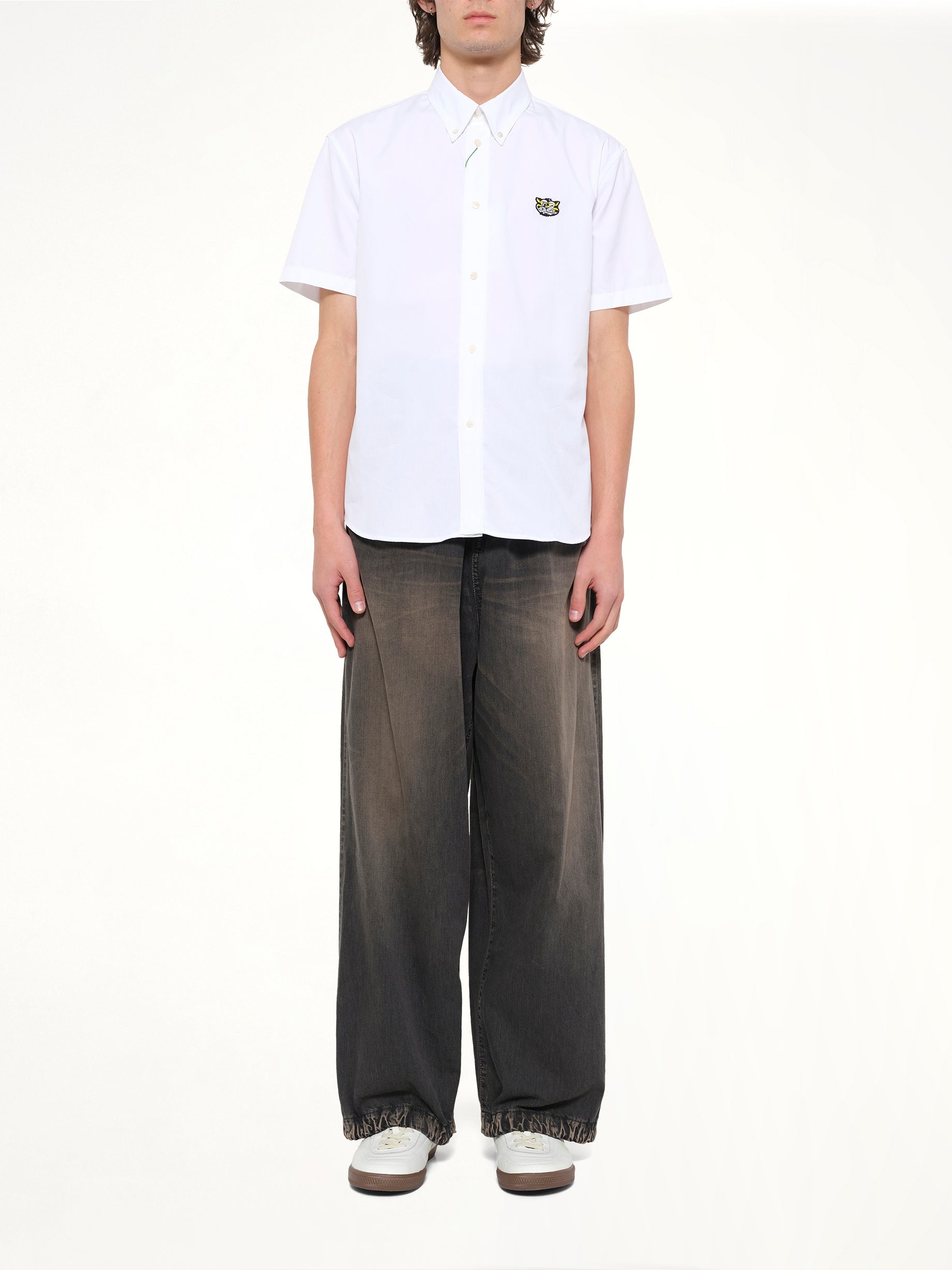 Kenzo Wild Tiger Crest Short Sleeve Shirt in White
