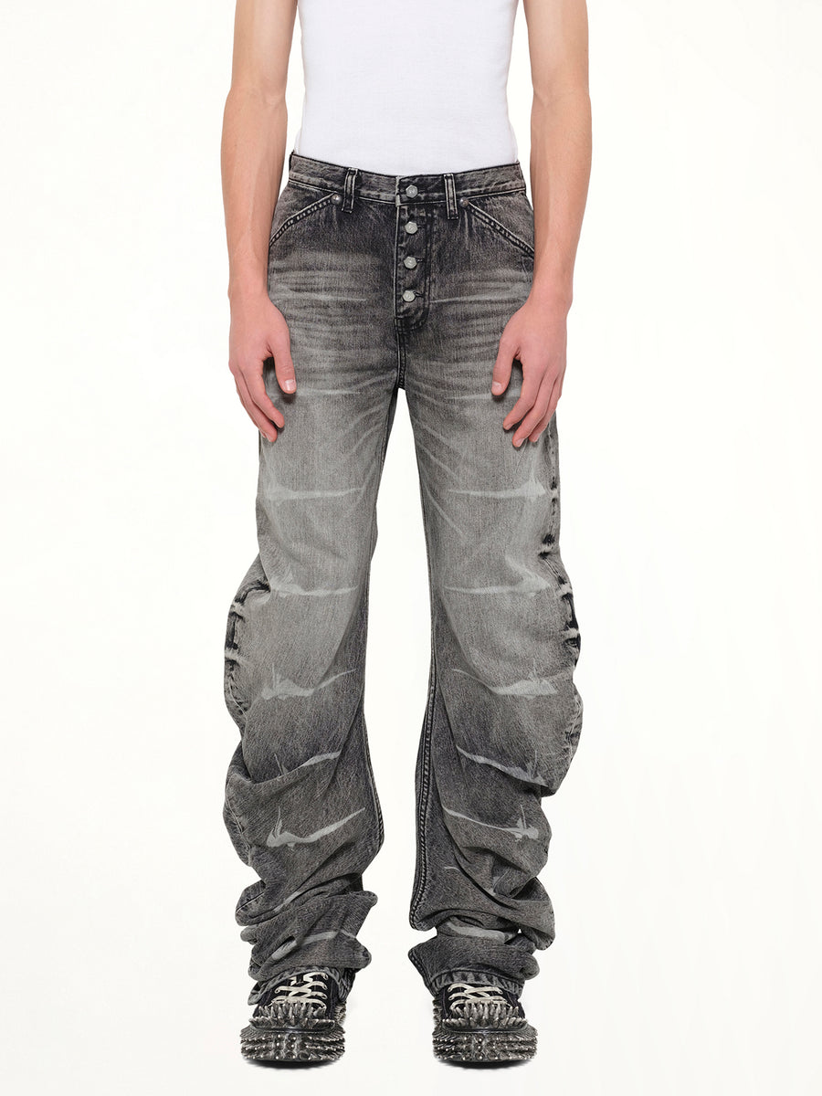 TC Laser Washed Parkour Denim Pants in Black