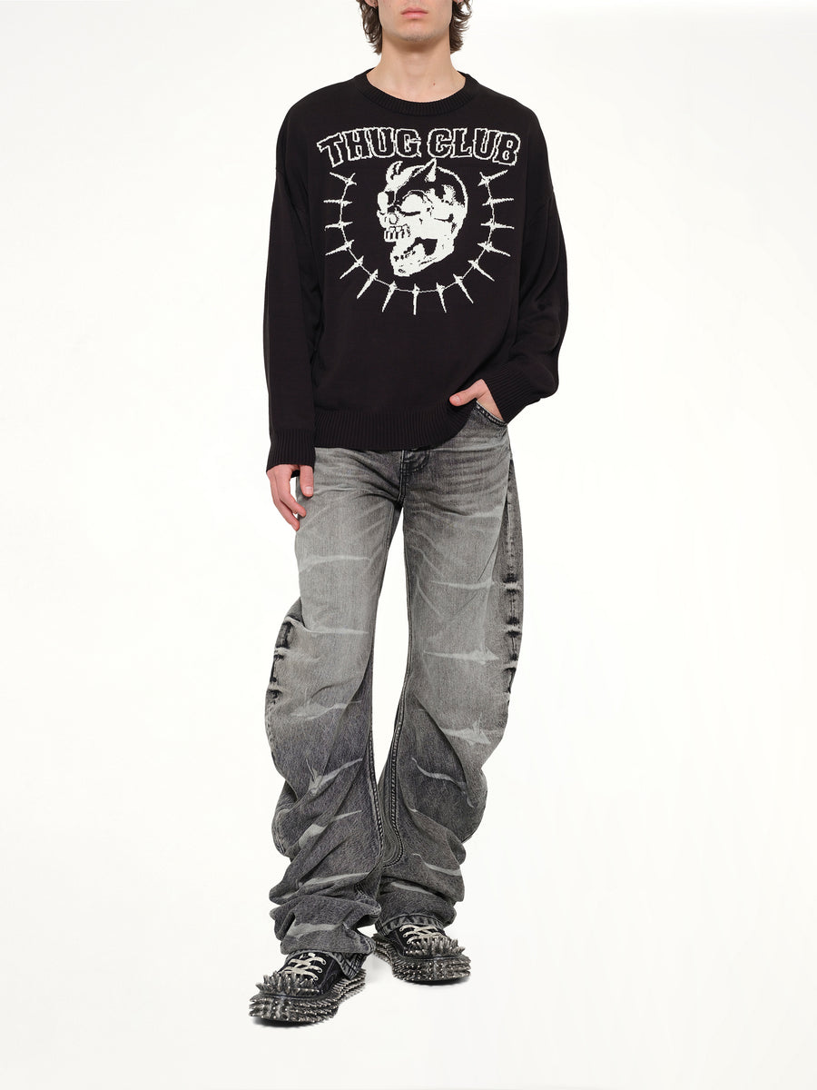 TC Riding Skull Knit Sweater in Black