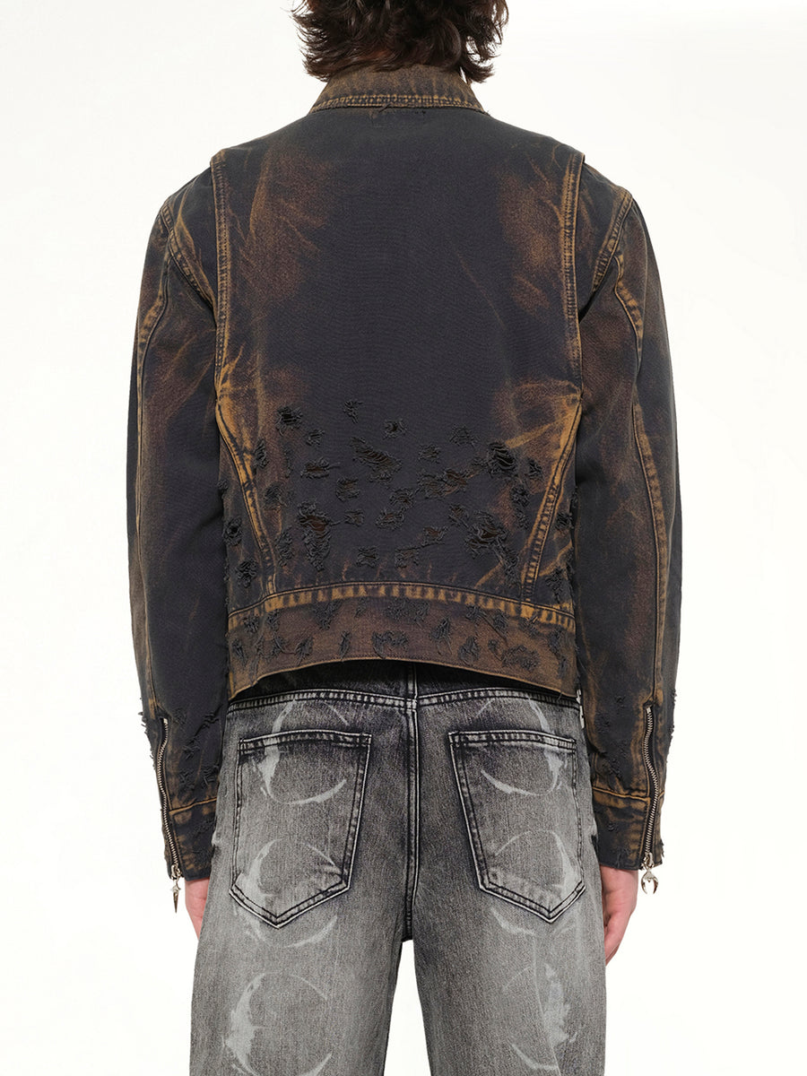 TC Two Tone Washed Jacket in Rust Black