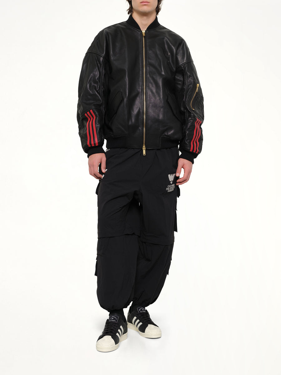 Adidas X Chavarria Leather Bomber Jacket in Black