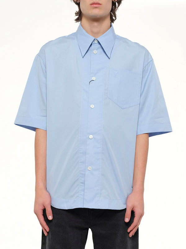 Camp Collar Short Sleeve Shirt in Blue