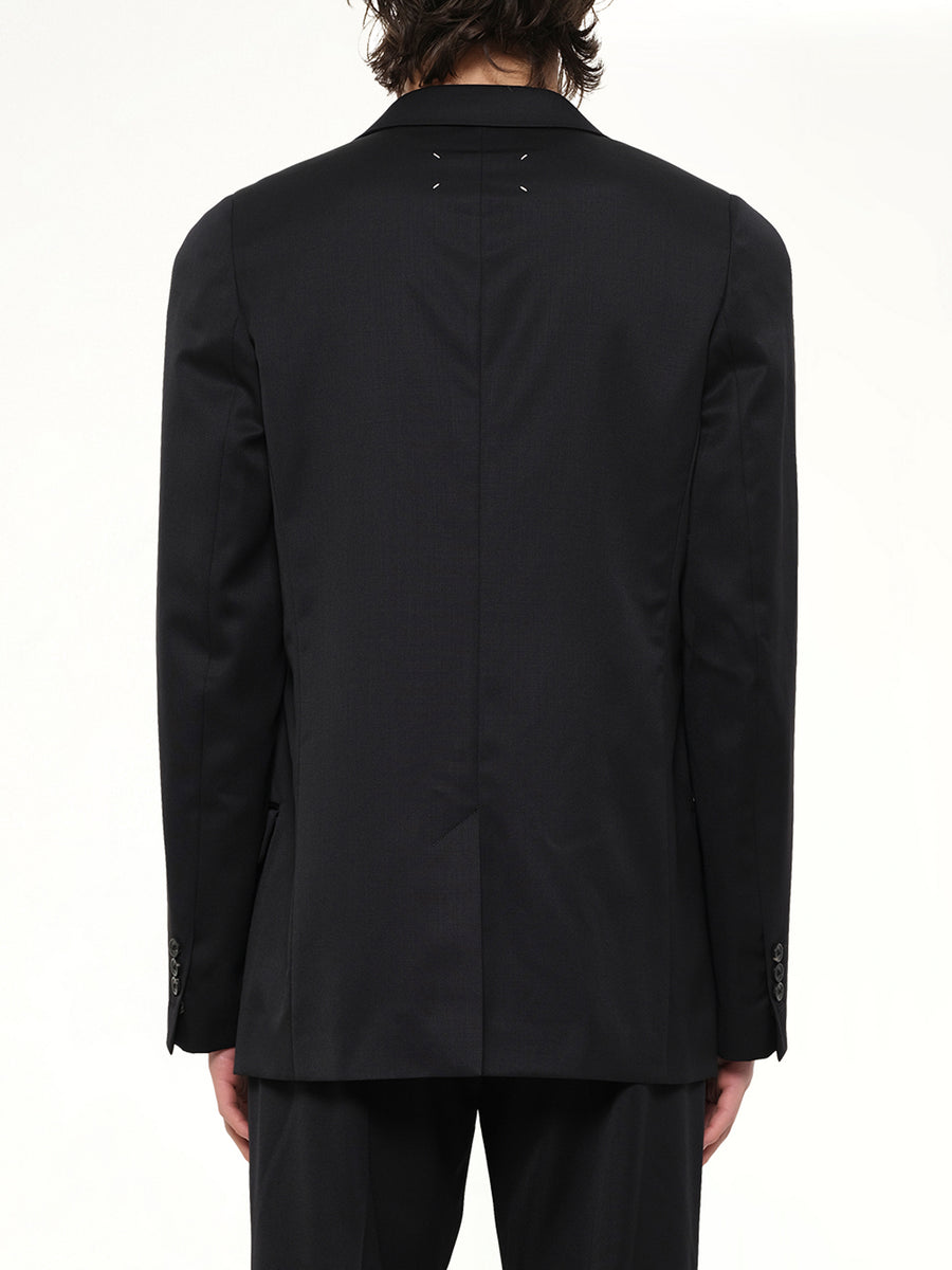 Compact Light Wool Blazer in Black